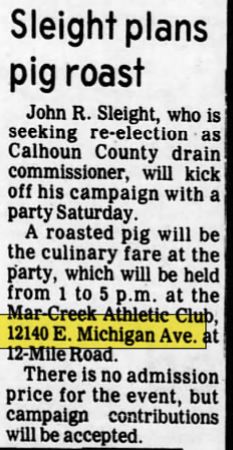 I-94 Pub (Mar-Creek AC, Mar-Creek Lounge, Mar-Creek Inn) - Oct 1980 Pig Roast (newer photo)
